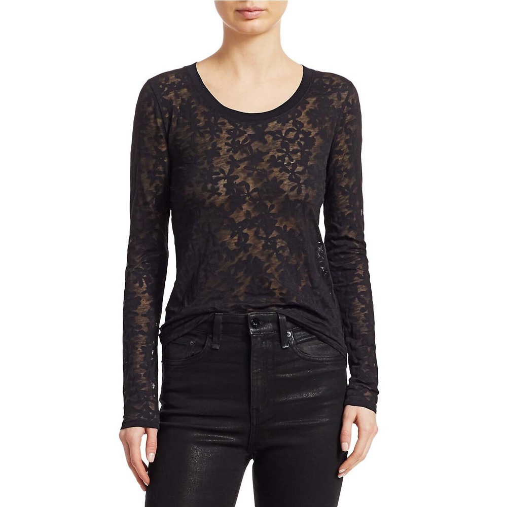 Rag & Bone Valencia Black Floral Burnout Top - New - Size XS
